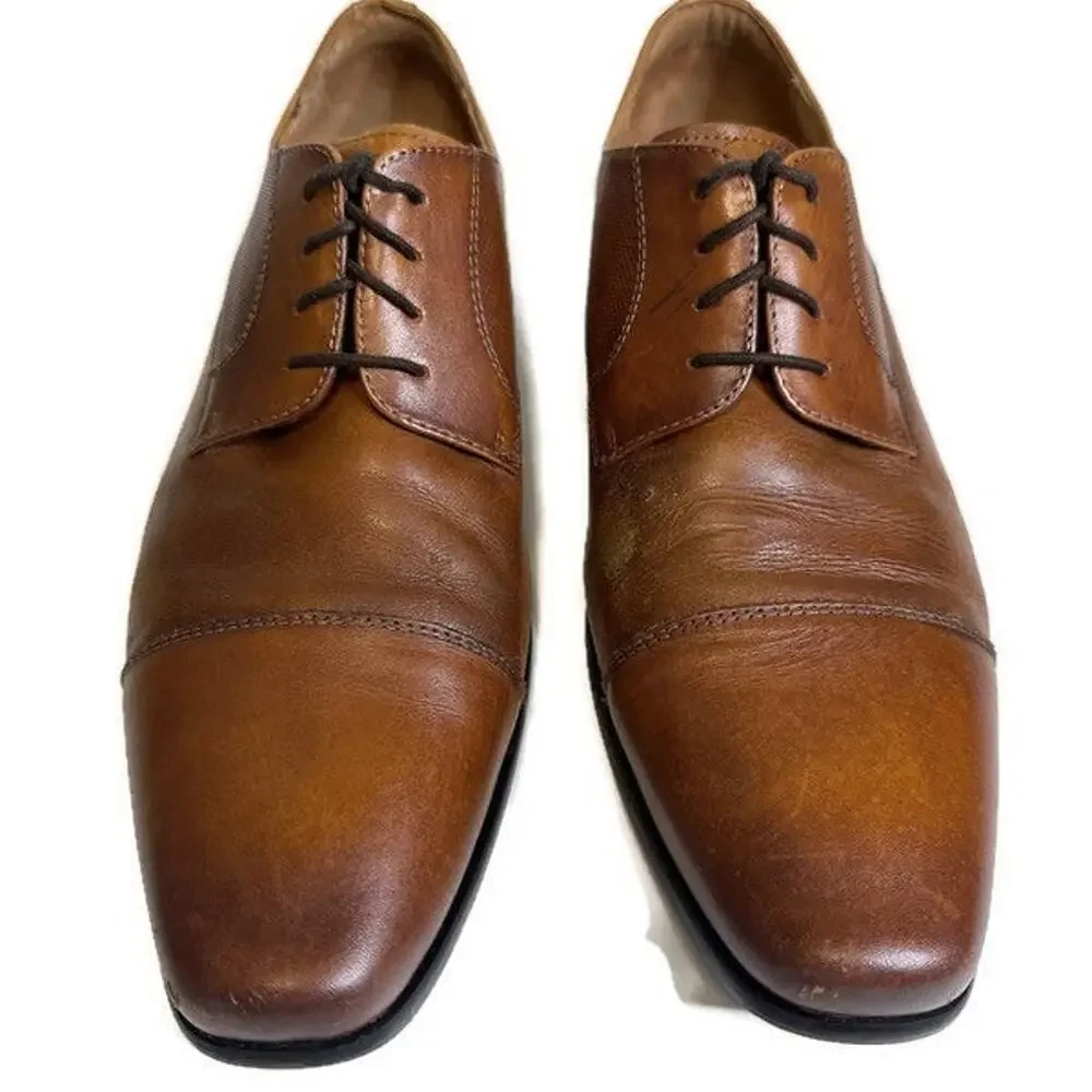 Florsheim Men’s Leather Cognac Brown Lace Up Cap Toe‎ Oxford Size 10D